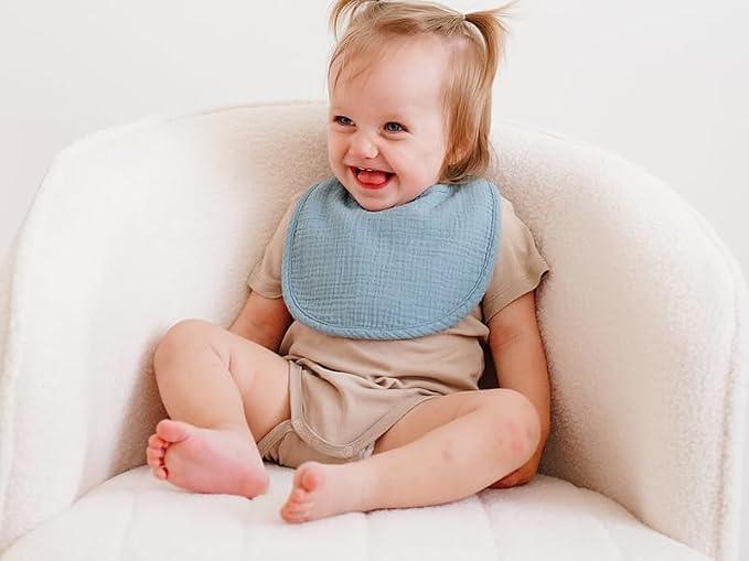 Muslin Baby Bibs, Drool Bibs for Boys and Girls, 8-Pack