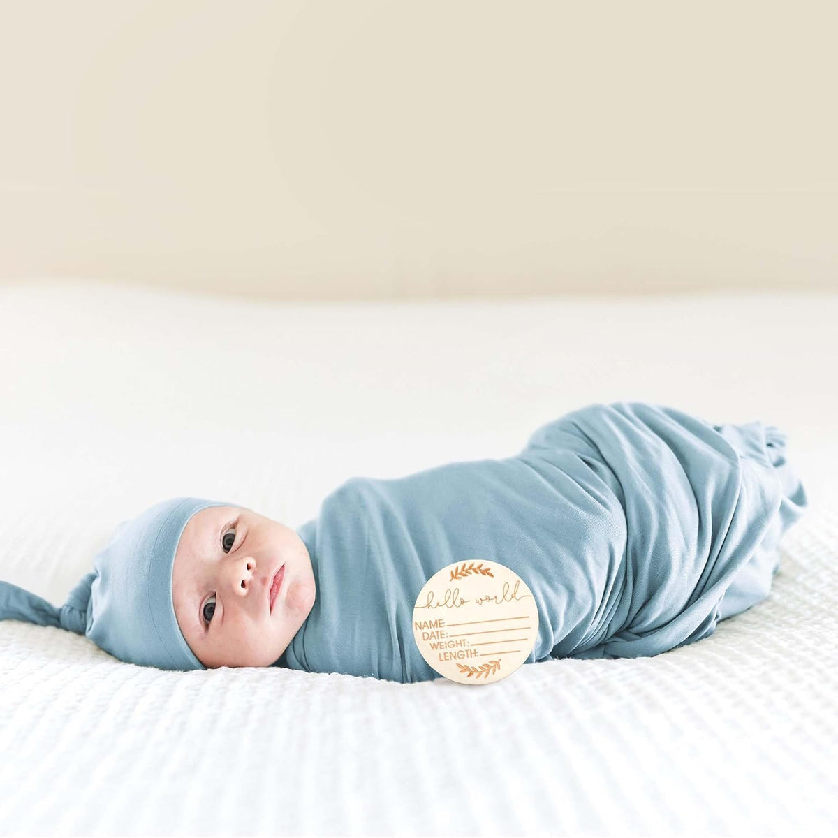 Newborn Swaddle Blanket & Beanie Set, Baby Receiving Blanket