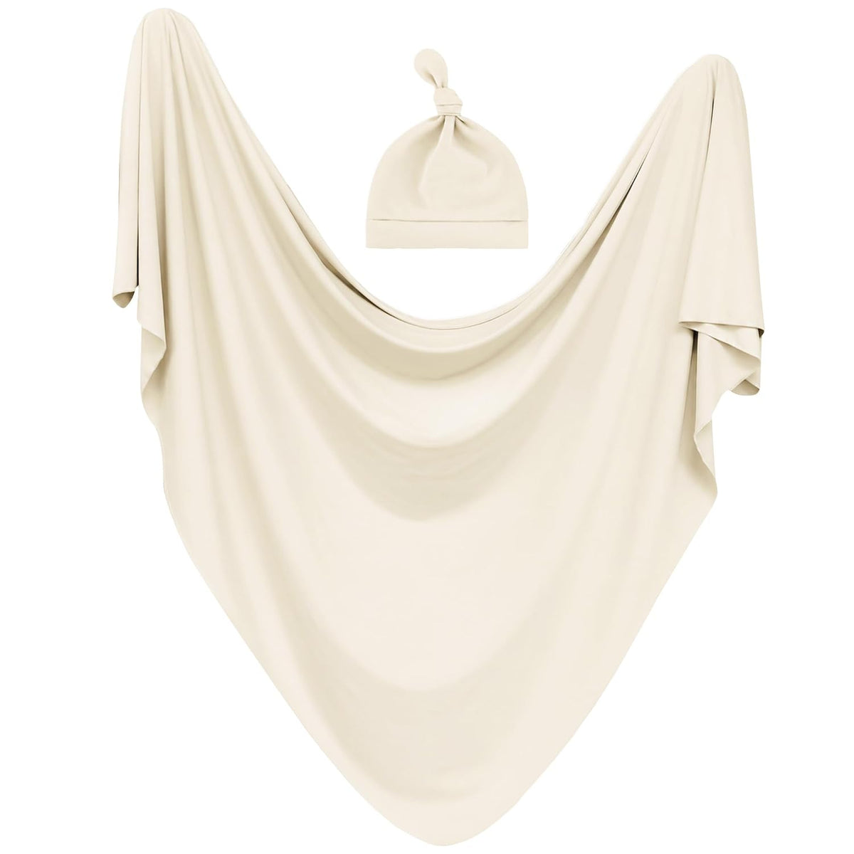MairMore Newborn Swaddle Blanket &amp; Beanie Set, Baby Receiving Blanket | Soft &amp; Stretchy, 47 x 47 In, Baby Blanket with Hat &amp; Name Sign for Photoshoot, Coming Home Outfit, Boys &amp; Girls (Apricot)