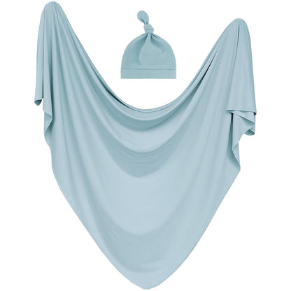 MairMore Newborn Swaddle Blanket &amp; Beanie Set, Baby Receiving Blanket | Soft &amp; Stretchy, 47 x 47 In, Baby Blanket with Hat &amp; Name Sign for Photoshoot, Coming Home Outfit, Boys &amp; Girls