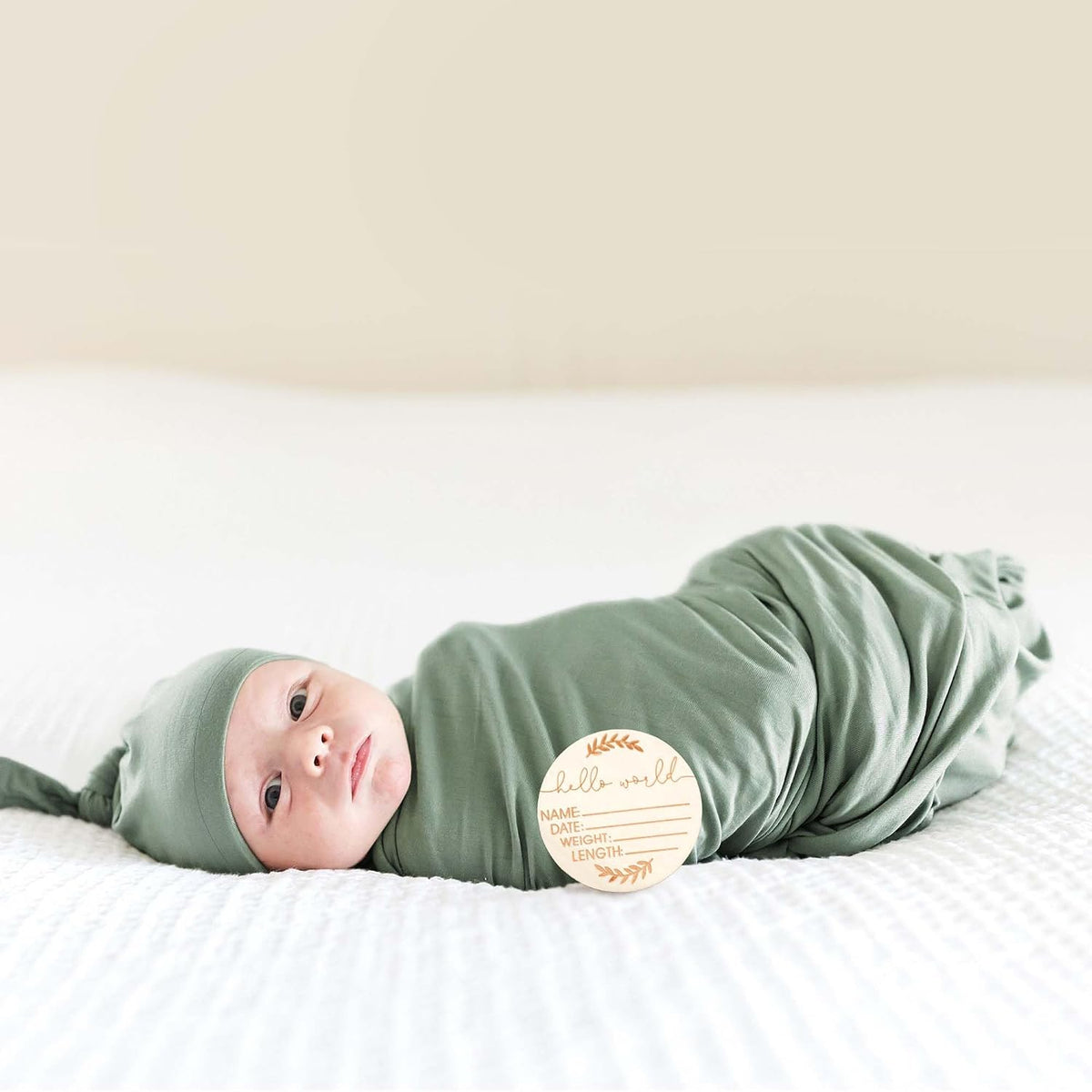 Newborn Swaddle Blanket & Beanie Set, Baby Receiving Blanket