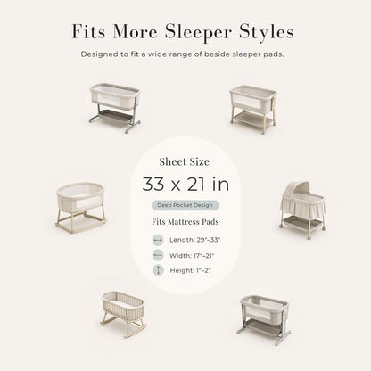 3 Pack Muslin Baby Bassinet Sheets for Bedside Sleepers