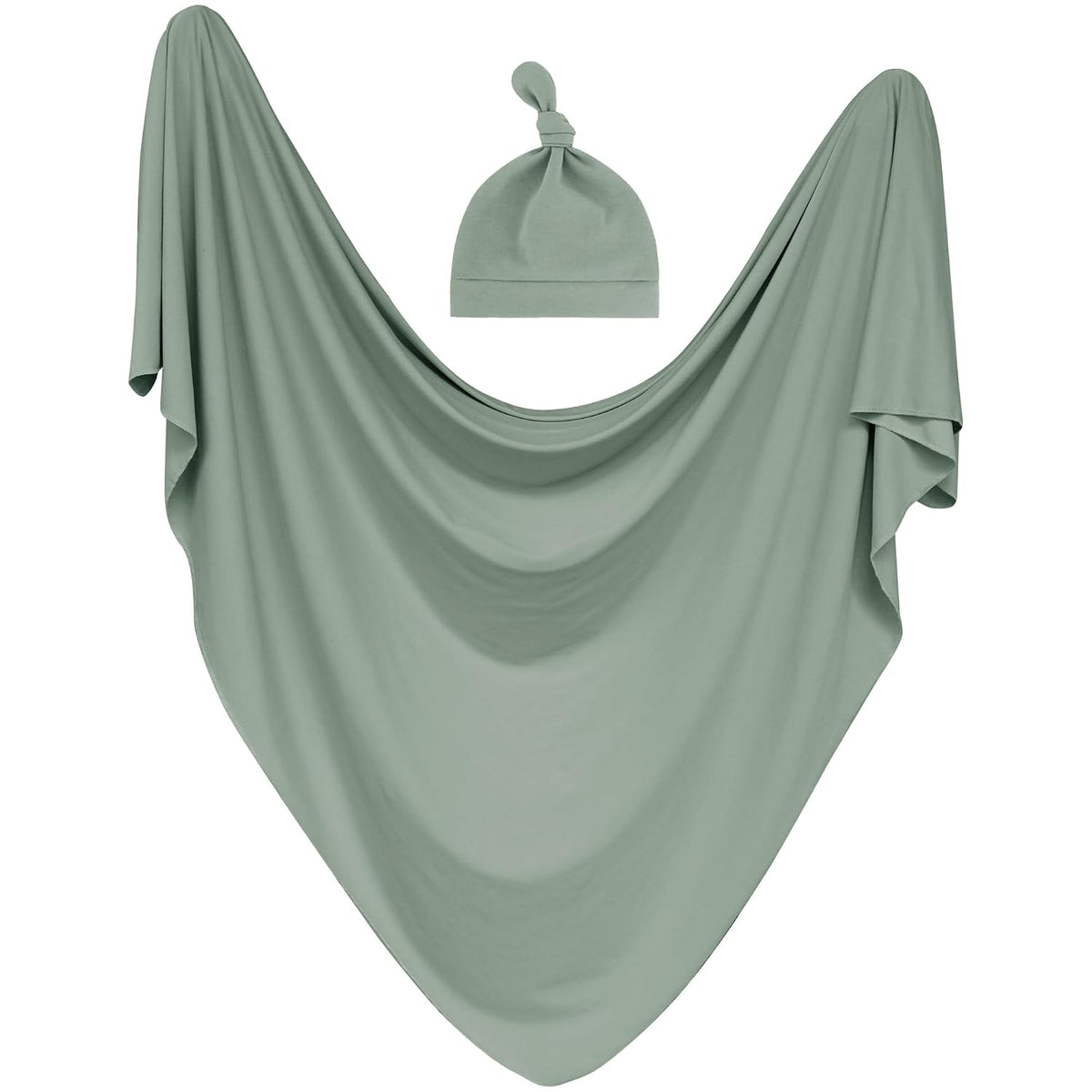 MairMore Newborn Swaddle Blanket &amp; Beanie Set, Baby Receiving Blanket | Soft &amp; Stretchy, 47 x 47 In, Baby Blanket with Hat &amp; Name Sign for Photoshoot, Coming Home Outfit, Boys &amp; Girls