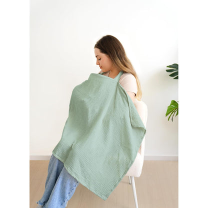100% Muslin Cotton Nursing Cover with Arch Neckline for Women