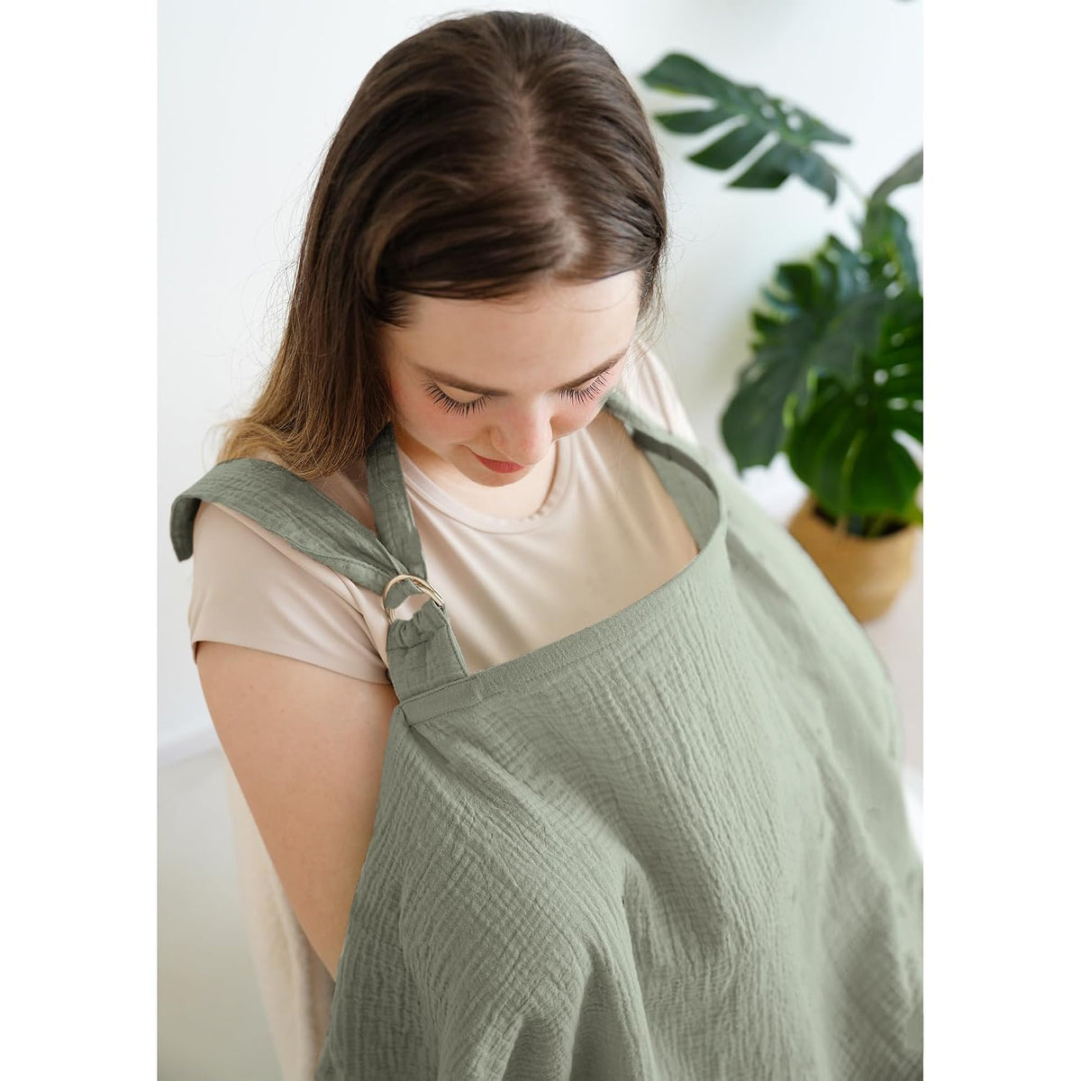 100% Muslin Cotton Nursing Cover with Arch Neckline for Women