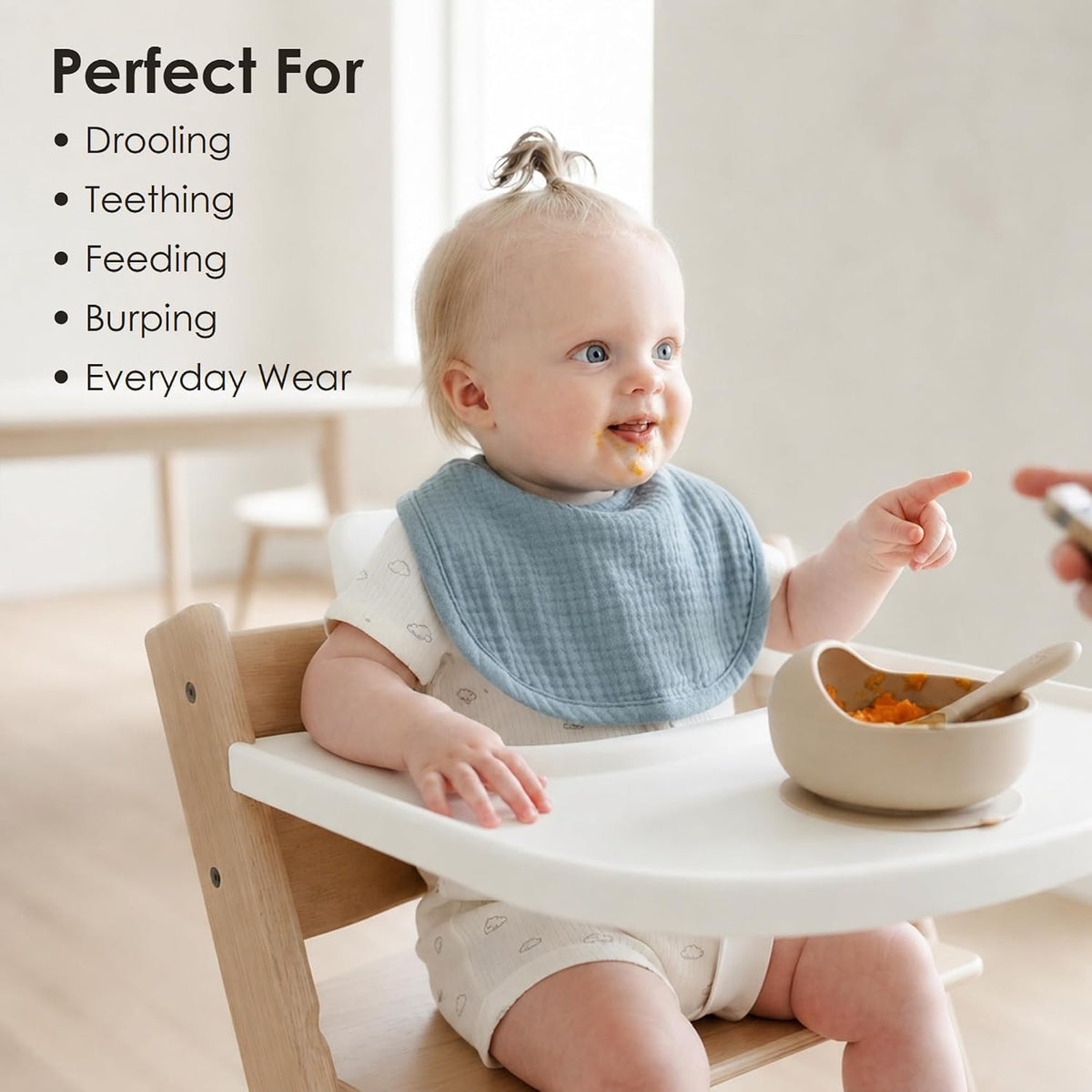Muslin Baby Bibs, Drool Bibs for Boys and Girls, 8-Pack