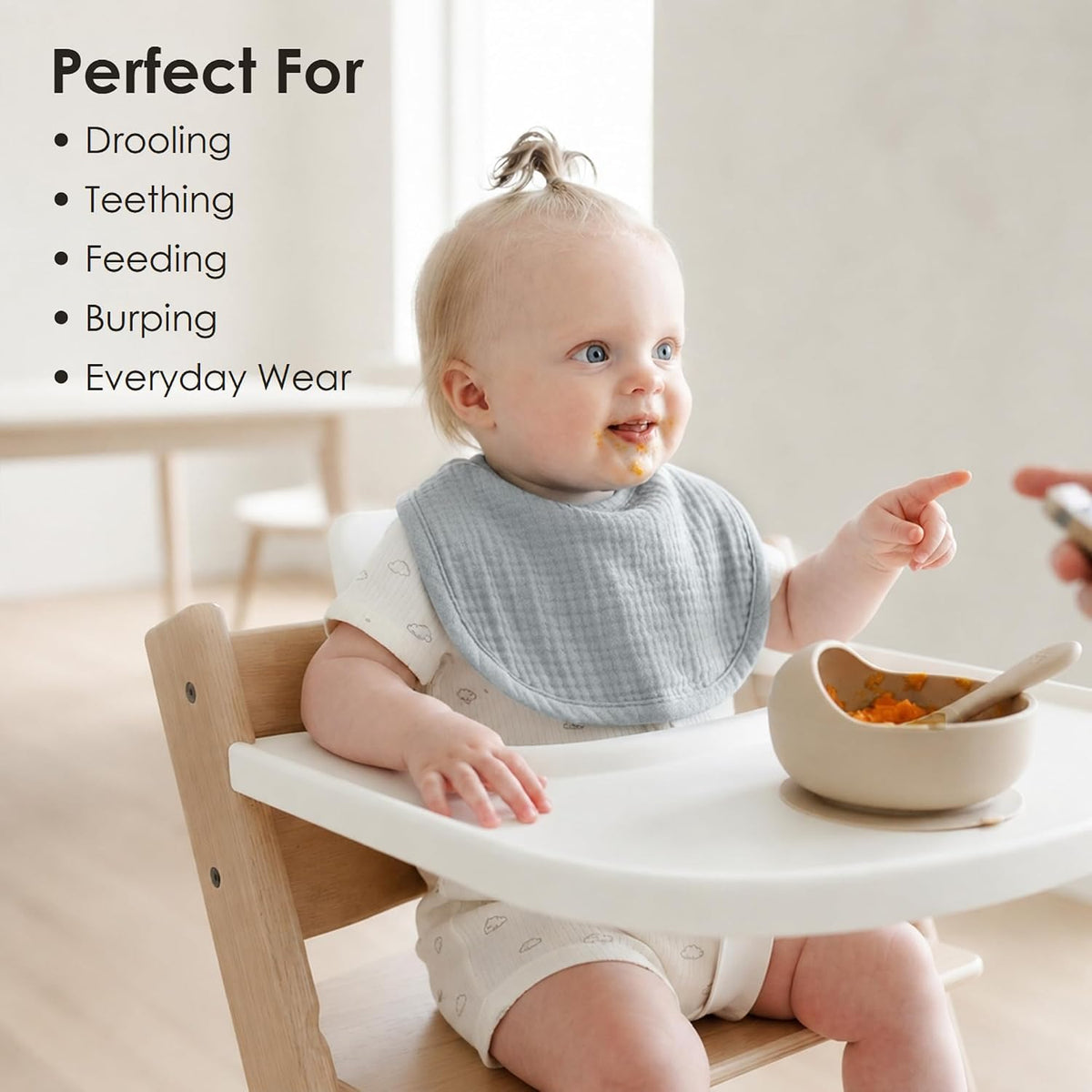 Muslin Baby Bibs, Drool Bibs for Boys and Girls, 8-Pack