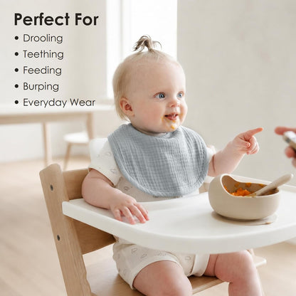 Muslin Baby Bibs, Drool Bibs for Boys and Girls, 8-Pack