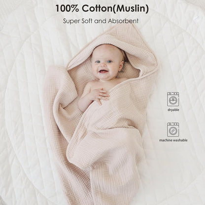 Muslin Baby Girls Hooded Towels 2 Pack, 32 x 32 in Bath Towels
