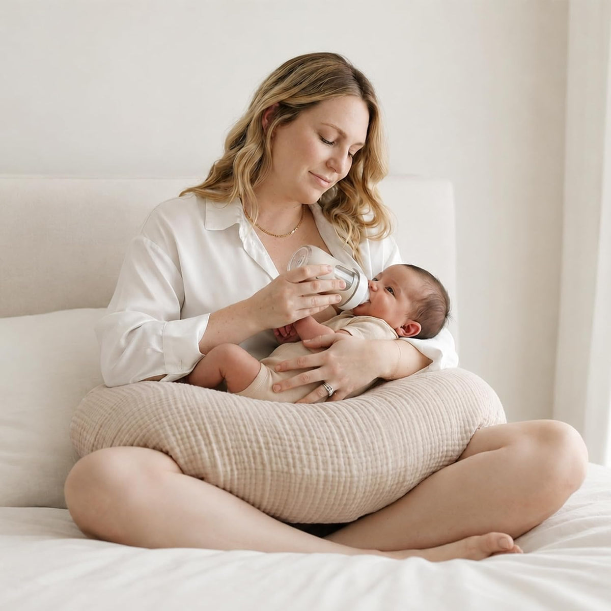 MairMore 2 Pack Muslin Nursing Pillow Covers, 100% Cotton, Cover Only