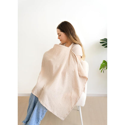 100% Muslin Cotton Nursing Cover with Arch Neckline for Women