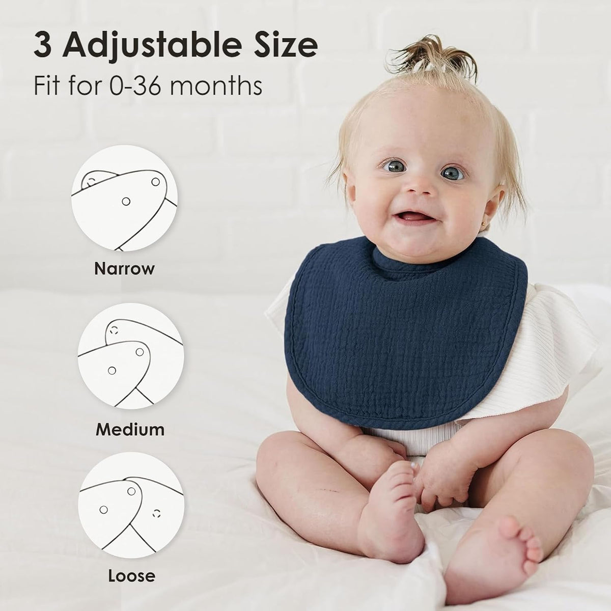 Muslin Baby Bibs, Drool Bibs for Boys and Girls, 8-Pack