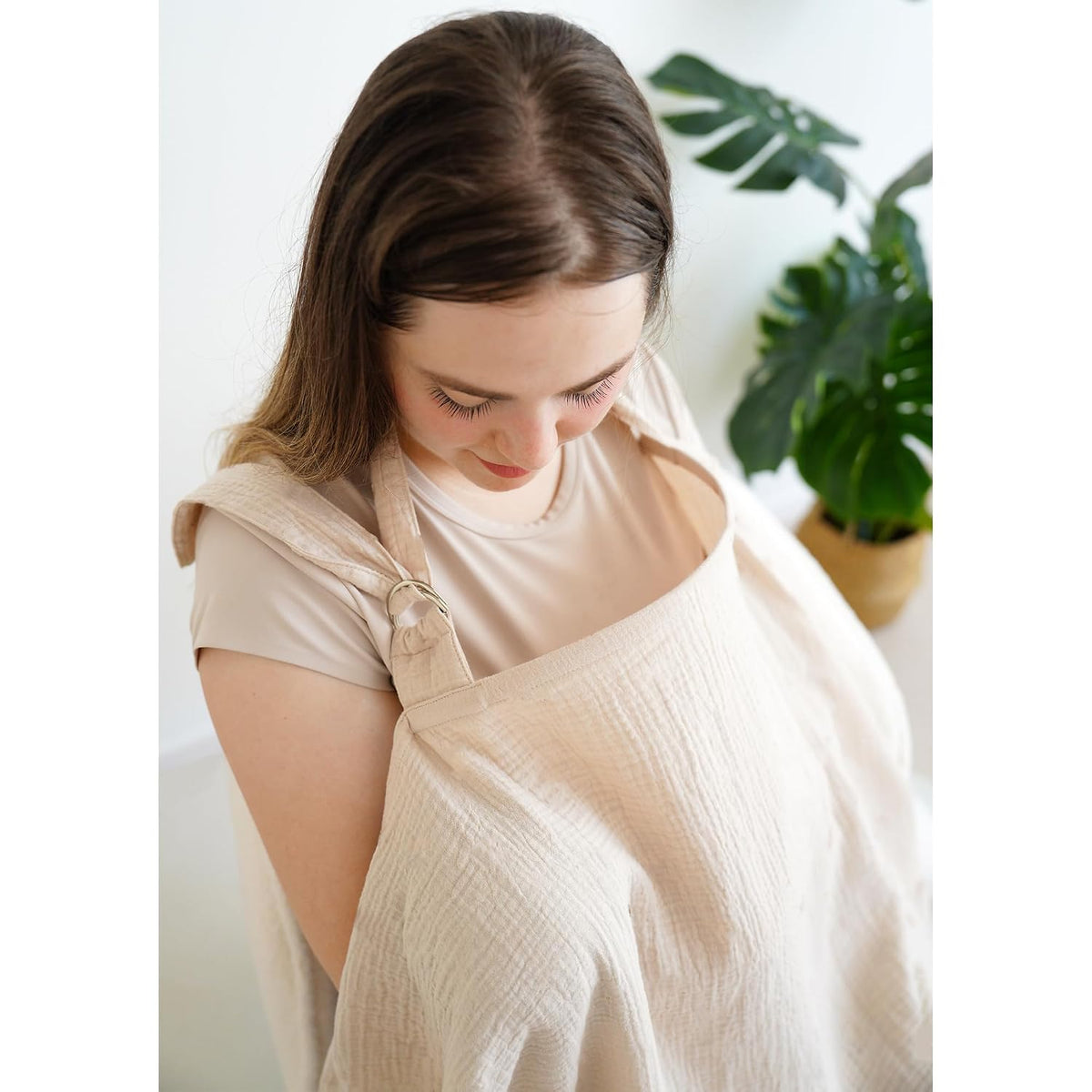 100% Muslin Cotton Nursing Cover with Arch Neckline for Women