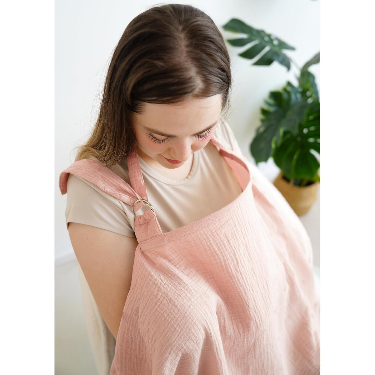 100% Muslin Cotton Nursing Cover with Arch Neckline for Women