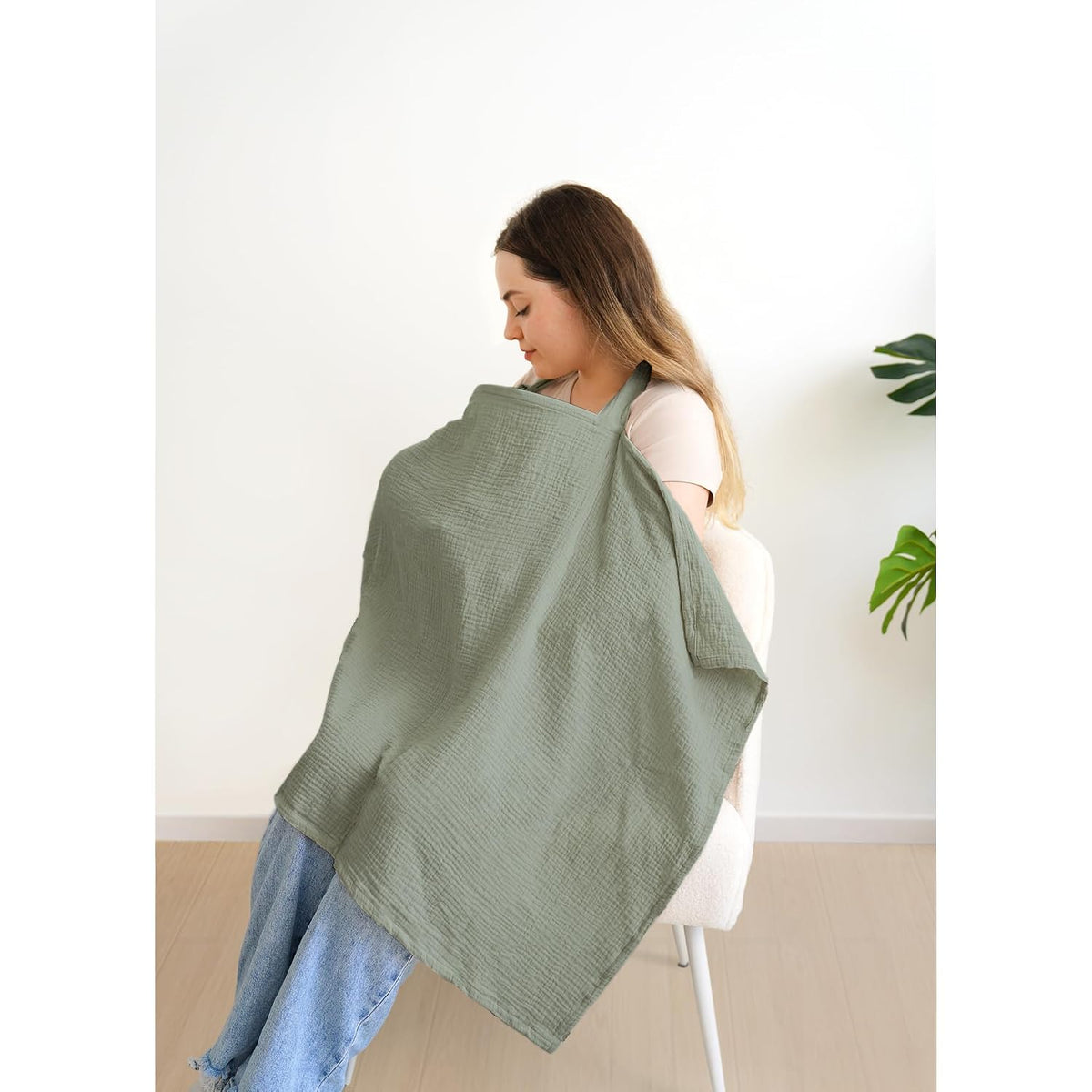 100% Muslin Cotton Nursing Cover with Arch Neckline for Women