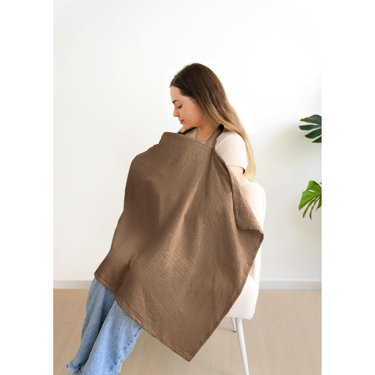 100% Muslin Cotton Nursing Cover with Arch Neckline for Women