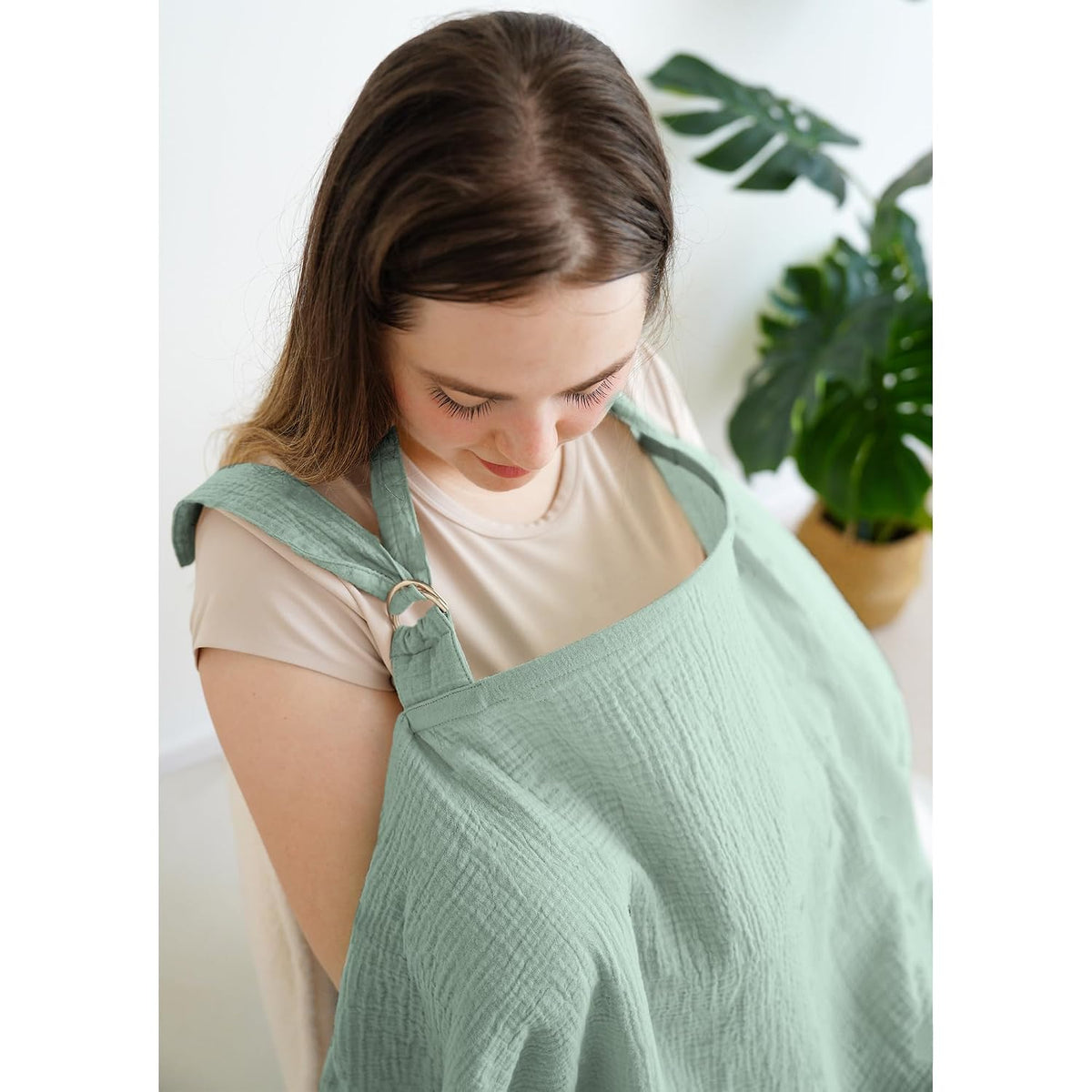 100% Muslin Cotton Nursing Cover with Arch Neckline for Women