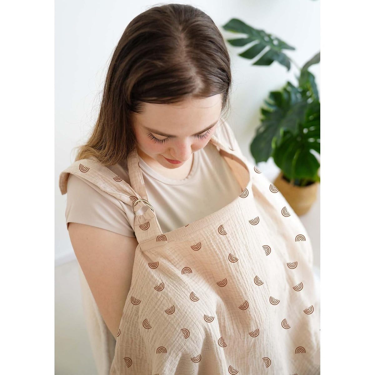 100% Muslin Cotton Nursing Cover with Arch Neckline for Women