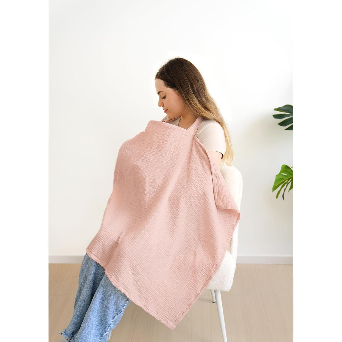 100% Muslin Cotton Nursing Cover with Arch Neckline for Women
