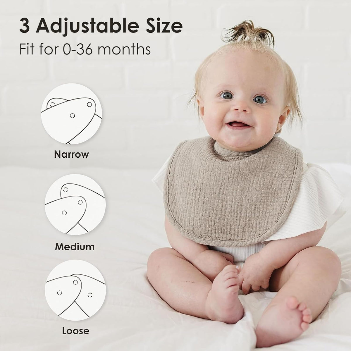 Muslin Baby Bibs, Drool Bibs for Boys and Girls, 8-Pack