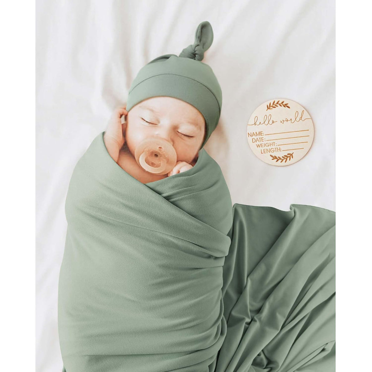 Newborn Swaddle Blanket & Beanie Set, Baby Receiving Blanket