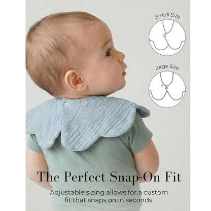 6-Pack Muslin Baby Bibs, 360° Rotate Flower-Shaped Drool Bibs