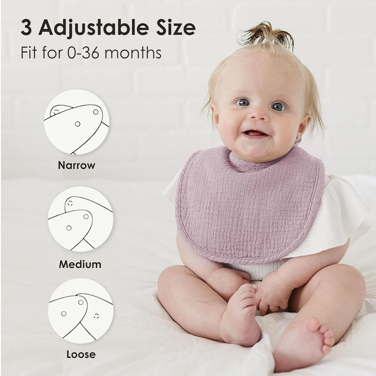 Muslin Baby Bibs, Drool Bibs for Boys and Girls, 8-Pack