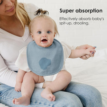 Muslin Baby Bibs, Drool Bibs for Boys and Girls, 8-Pack