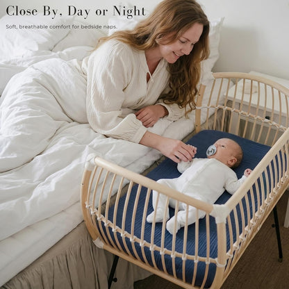 3 Pack Muslin Baby Bassinet Sheets for Bedside Sleepers