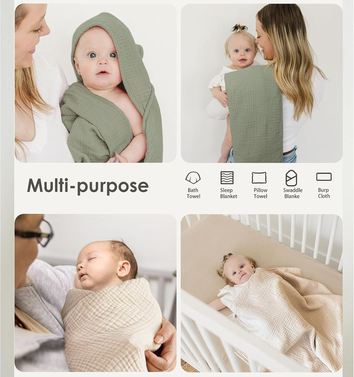 Muslin Baby Girls Hooded Towels 2 Pack, 32 x 32 in Bath Towels