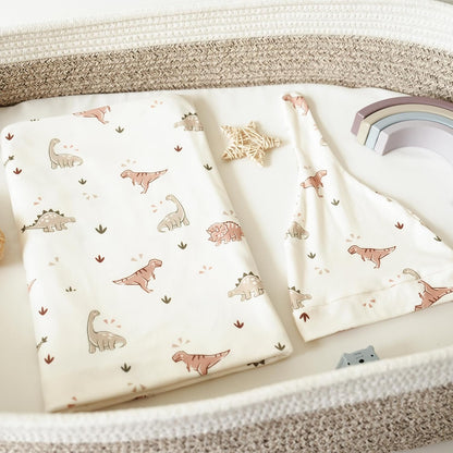 Newborn Swaddle Blanket & Beanie Set, Baby Receiving Blanket
