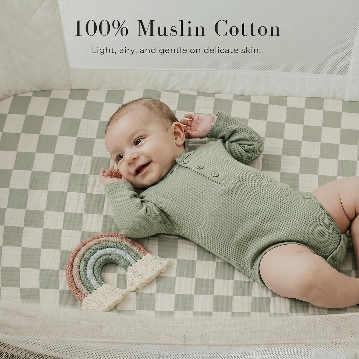 3 Pack Muslin Baby Bassinet Sheets for Bedside Sleepers