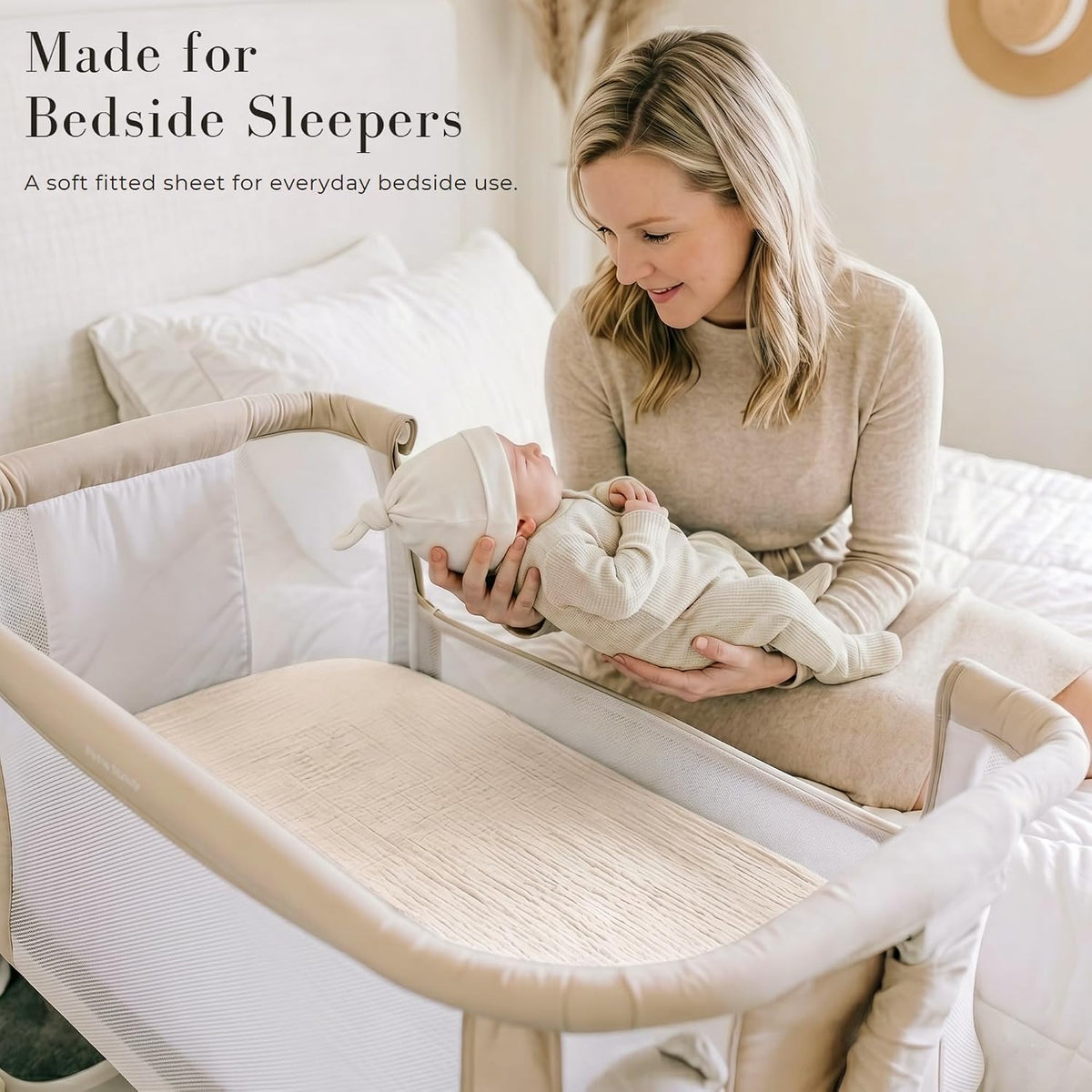 3 Pack Muslin Baby Bassinet Sheets for Bedside Sleepers
