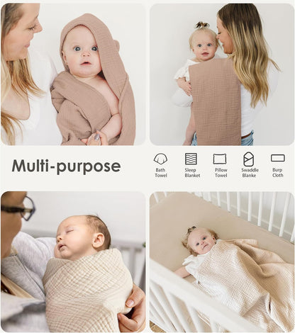Muslin Baby Girls Hooded Towels 2 Pack, 32 x 32 in Bath Towels