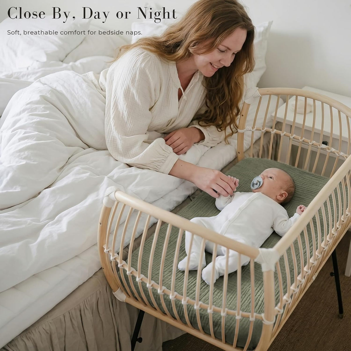 3 Pack Muslin Baby Bassinet Sheets for Bedside Sleepers