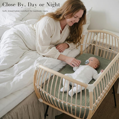 3 Pack Muslin Baby Bassinet Sheets for Bedside Sleepers