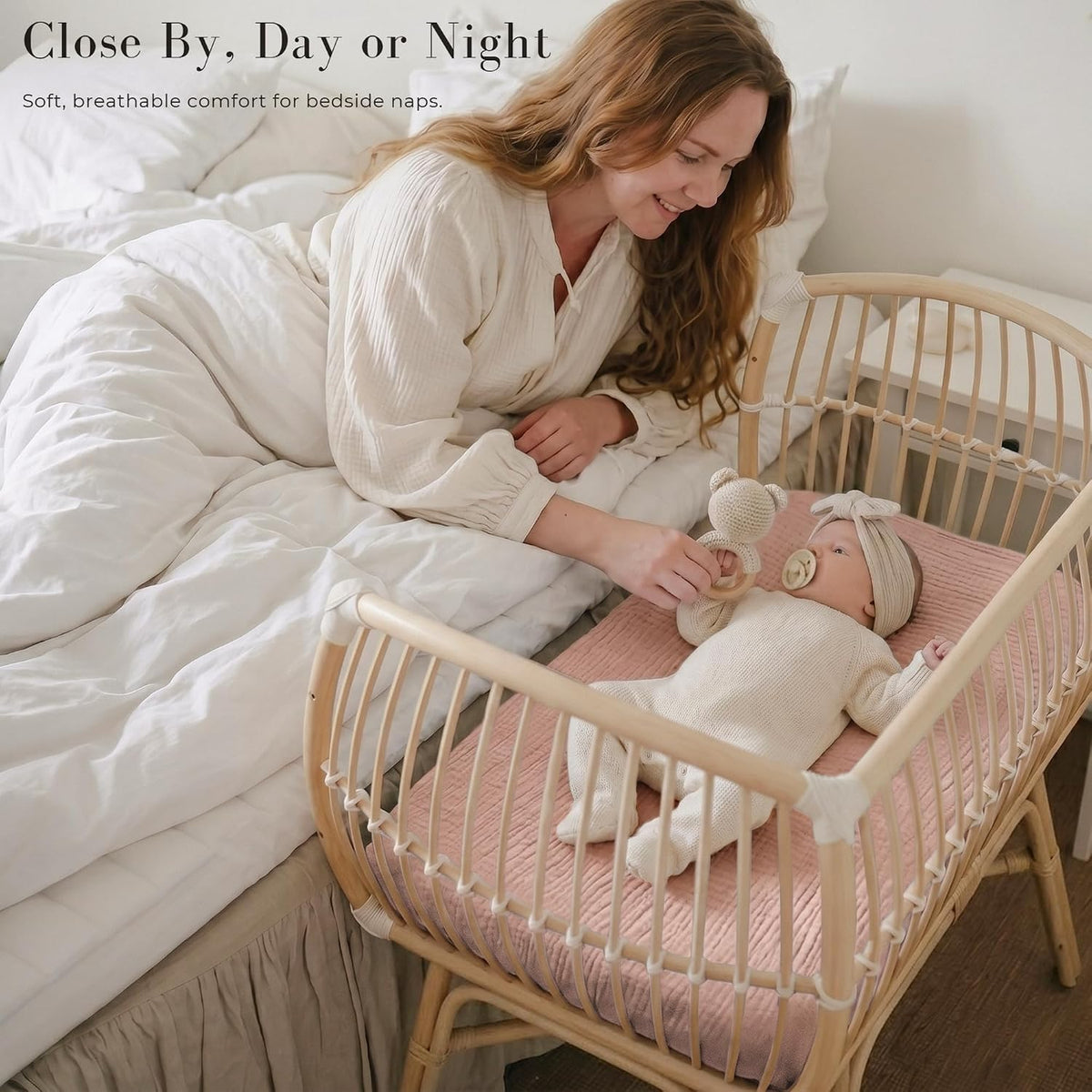 3 Pack Muslin Baby Bassinet Sheets for Bedside Sleepers