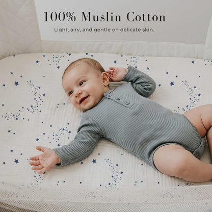3 Pack Muslin Baby Bassinet Sheets for Bedside Sleepers