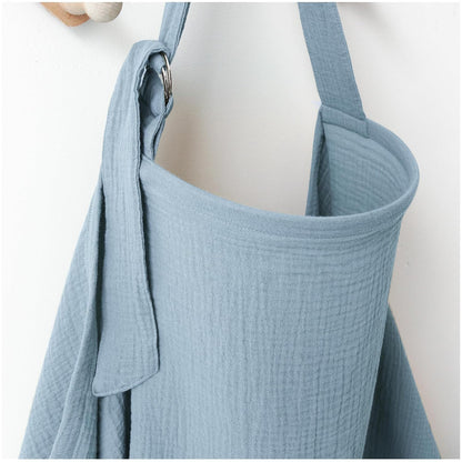 MairMore 100% Muslin Cotton Nursing Cover with Arch Neckline for Women | Large &amp; Breathable Nursing Apron, Multi-Use Breastfeeding &amp; Stroller Cover, Full Privacy for Mom &amp; Baby (Misty Blue)